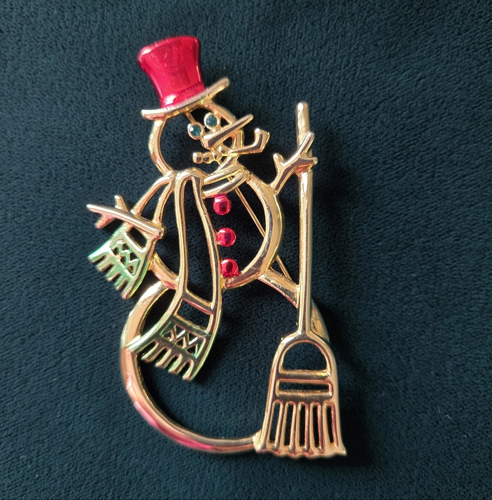 Vintage Snowman Brooch
